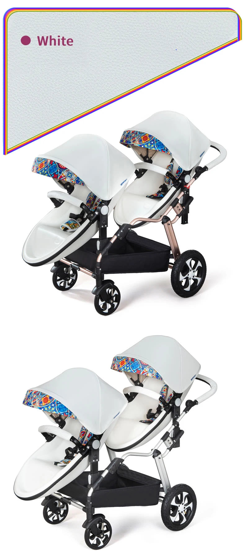 Eggshell, double pram