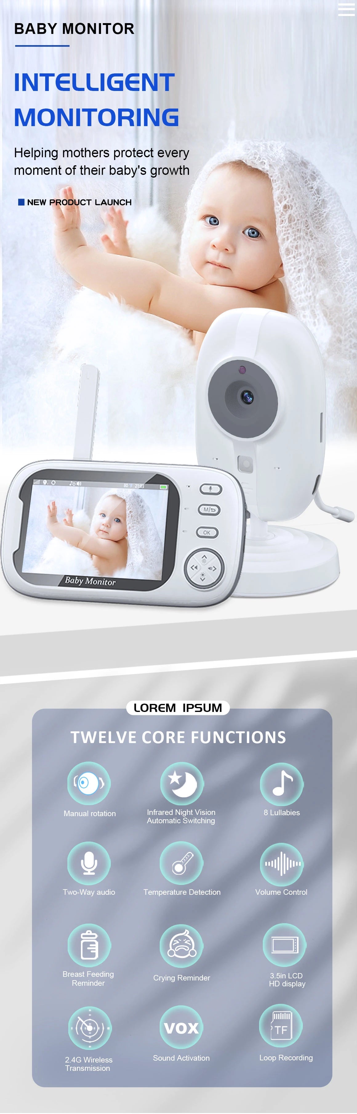 3.5'' Video Baby Monitor