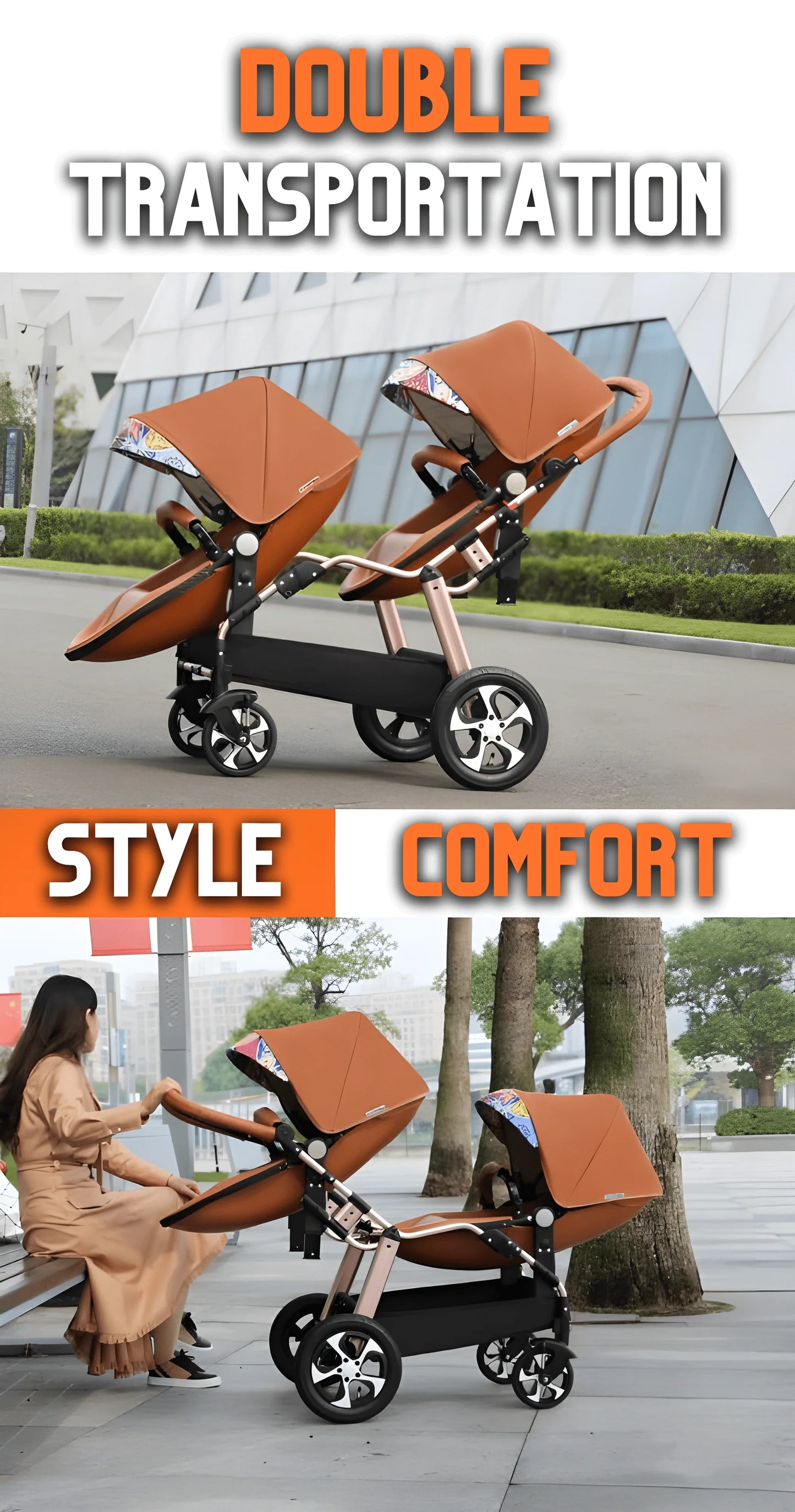 Eggshell, double pram