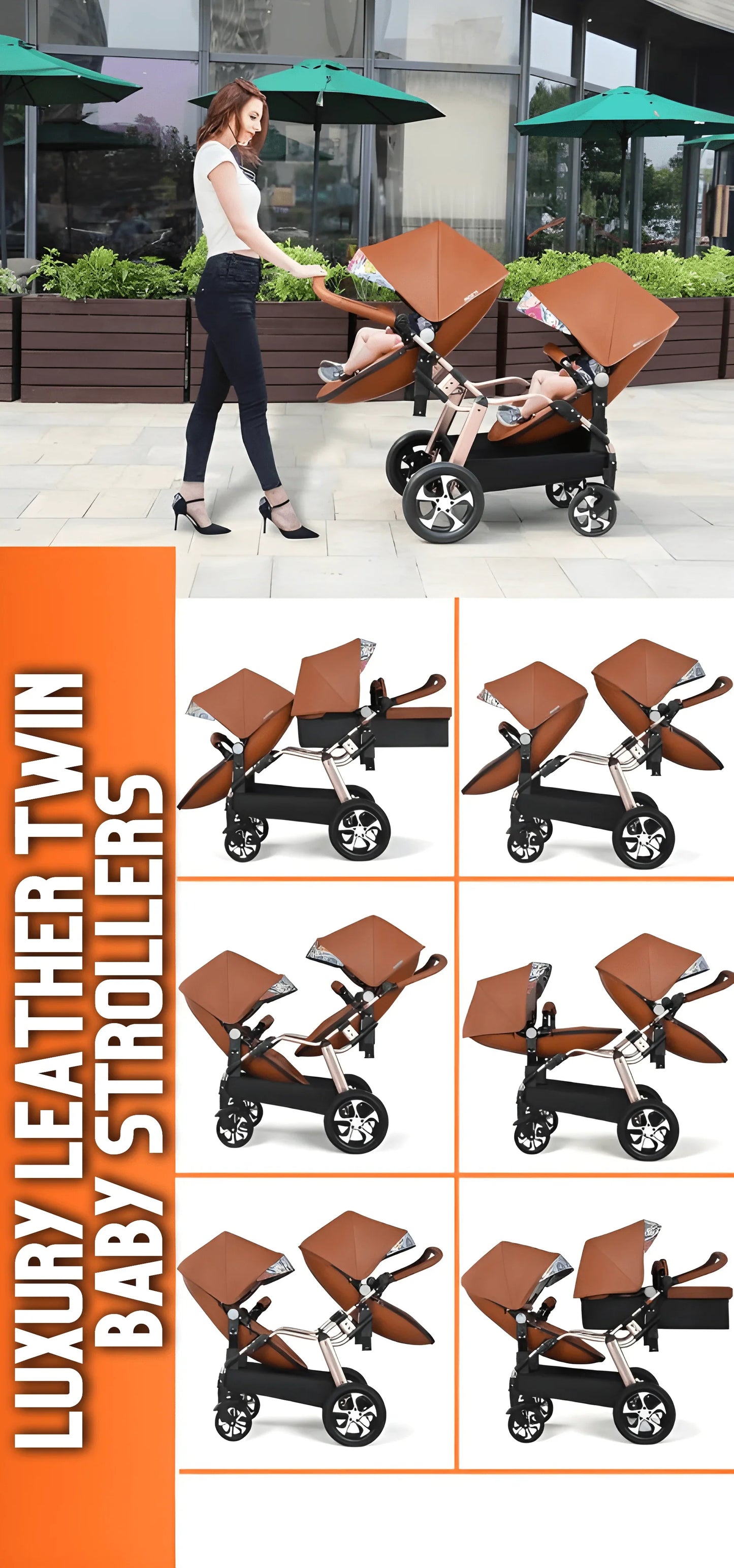 Eggshell, double pram