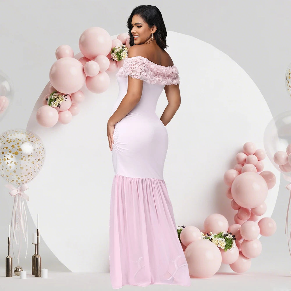 Maternity Floral off Shoulder Long Dress LulliFy Kids