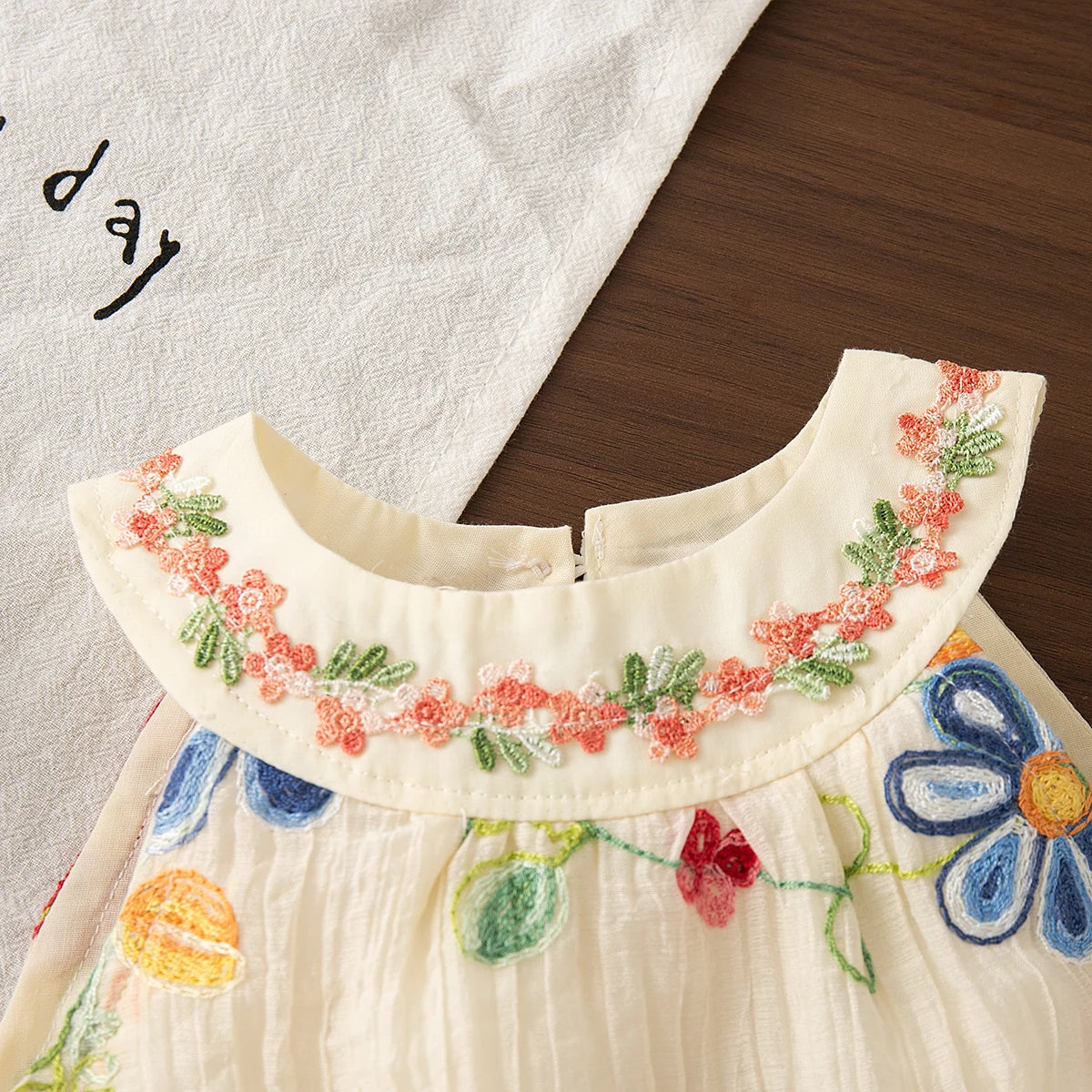 Baby Girl Dresses Summer Flower Embroidery Cotton Neck Girls Dresses Cute Girls Beach Dresses Baby Girl Clothes LulliFy Kids