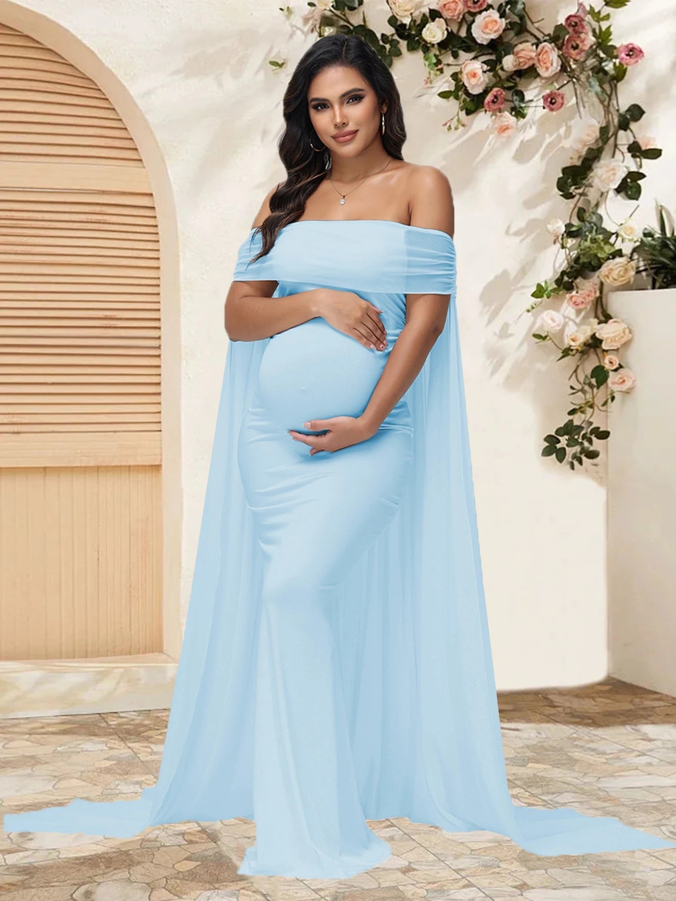Mesh Off Shoulder Maternity Dress LulliFy Kids