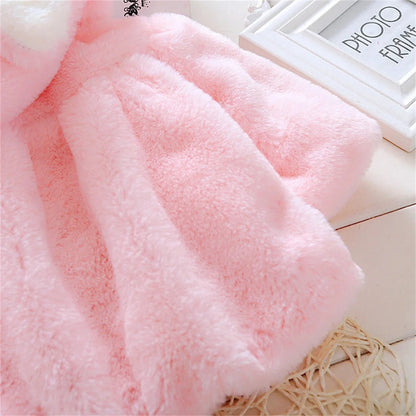 Children's clothing children's new cape girls autumn and winter wool sweater shawl baby ear fleece jacket cape LulliFy Kids