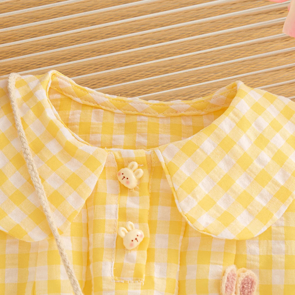 Baby Girl Dress Summer Plaid And Cartoon Pattern Sleeveless Doll Collar Baby Dresses Cute Casual Girl Kid's Dress With Bag LulliFy Kids