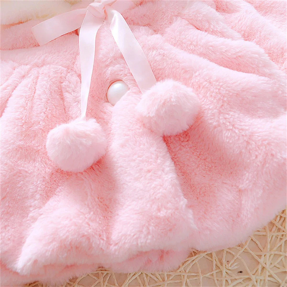 Children's clothing children's new cape girls autumn and winter wool sweater shawl baby ear fleece jacket cape LulliFy Kids