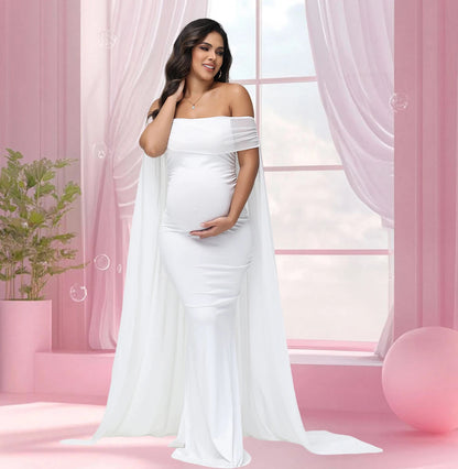 Mesh Off Shoulder Maternity Dress LulliFy Kids