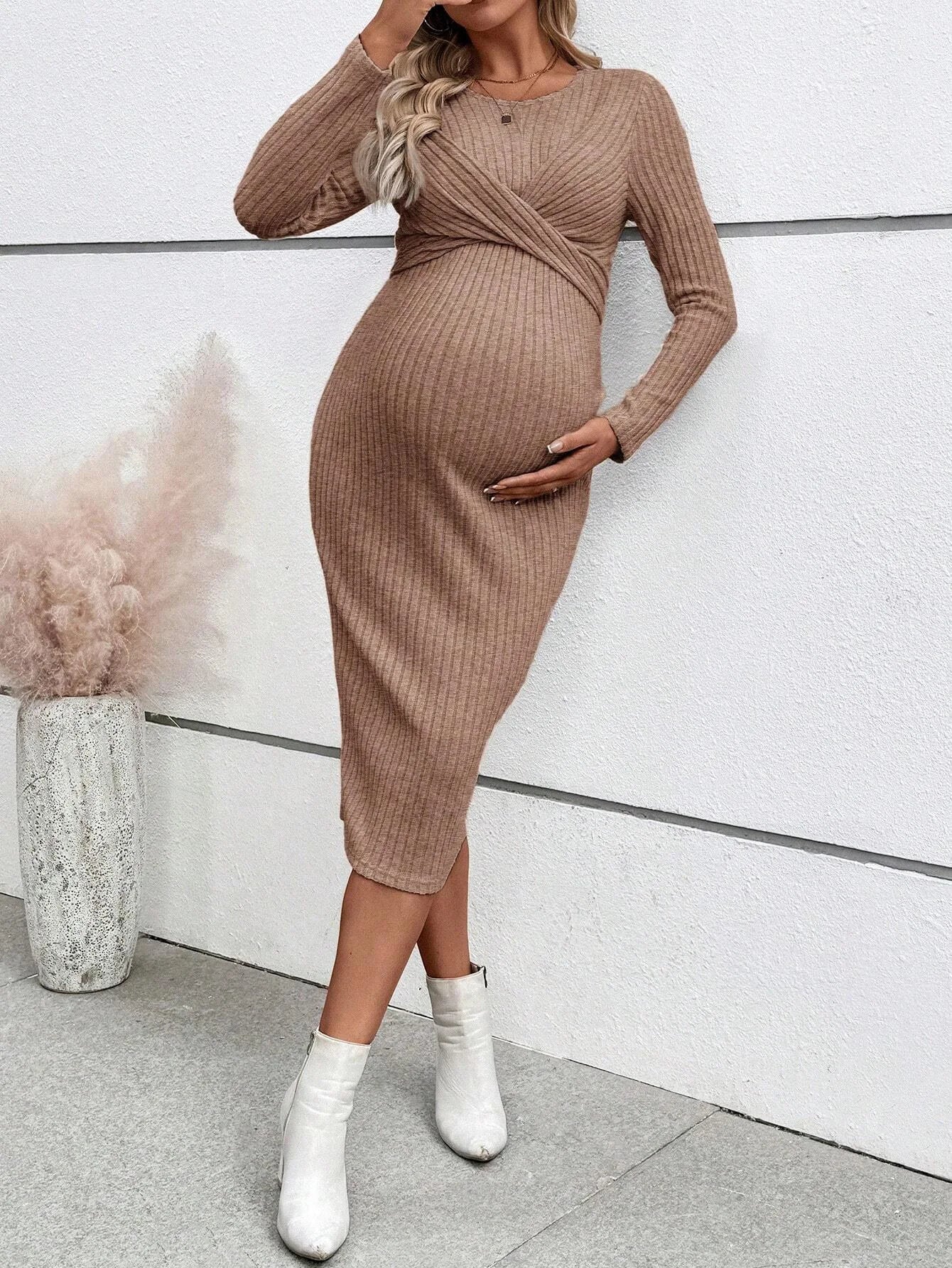 Autumn Winter American Casual Across Ties  A Line Slim Dress Maternity Elegant A Line Hot Clothes for Pregnant Women Pregnancy LulliFy Kids