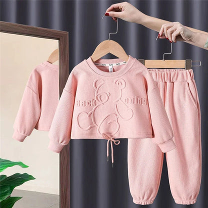 Autumn Girls Sweatshirt Clothes Sets Spring Kids Cotton Pullover+Pants 2Pcs Girls Warm Outfits Children's Clothing Suits 2-8Y LulliFy Kids