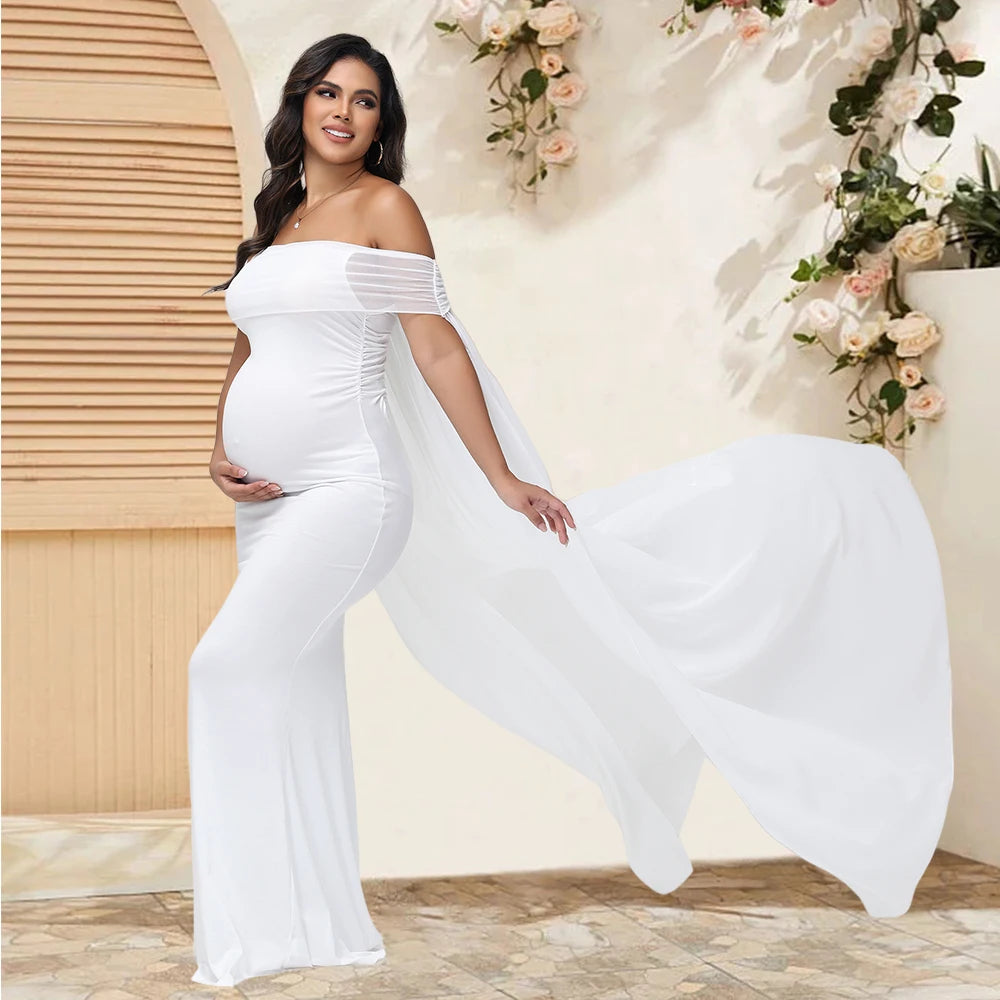 Mesh Off Shoulder Maternity Dress LulliFy Kids