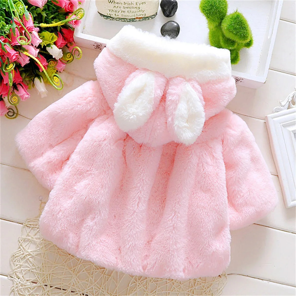 Children's clothing children's new cape girls autumn and winter wool sweater shawl baby ear fleece jacket cape LulliFy Kids