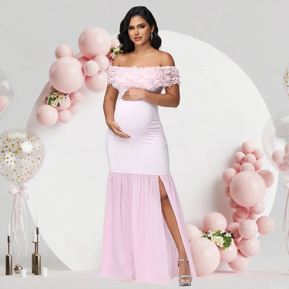 Maternity Floral off Shoulder Long Dress LulliFy Kids