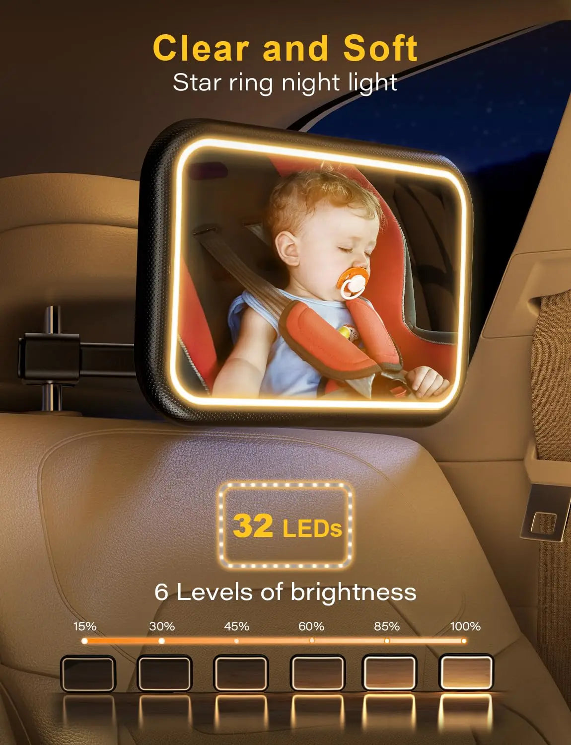 Baby Car Mirror With Night Light