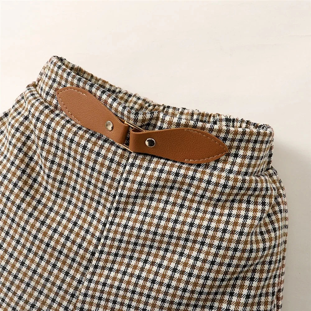 2PCS Toddler Baby Girl Clothes Set Letter Print Short Sleeve Top+Checkered Shorts Summer Fashion Outfit for Kid Girl 1-6 Years LulliFy Kids