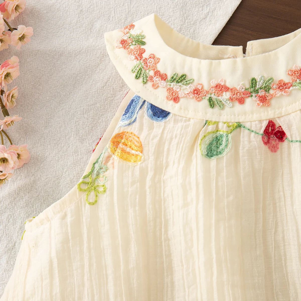 Baby Girl Dresses Summer Flower Embroidery Cotton Neck Girls Dresses Cute Girls Beach Dresses Baby Girl Clothes LulliFy Kids