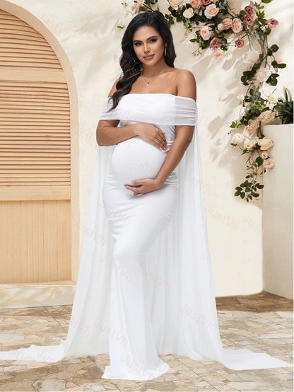 Mesh Off Shoulder Maternity Dress LulliFy Kids