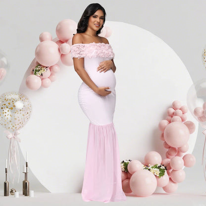 Maternity Floral off Shoulder Long Dress LulliFy Kids