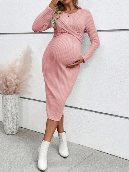 Autumn Winter American Casual Across Ties  A Line Slim Dress Maternity Elegant A Line Hot Clothes for Pregnant Women Pregnancy LulliFy Kids