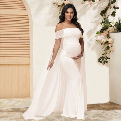 Mesh Off Shoulder Maternity Dress LulliFy Kids